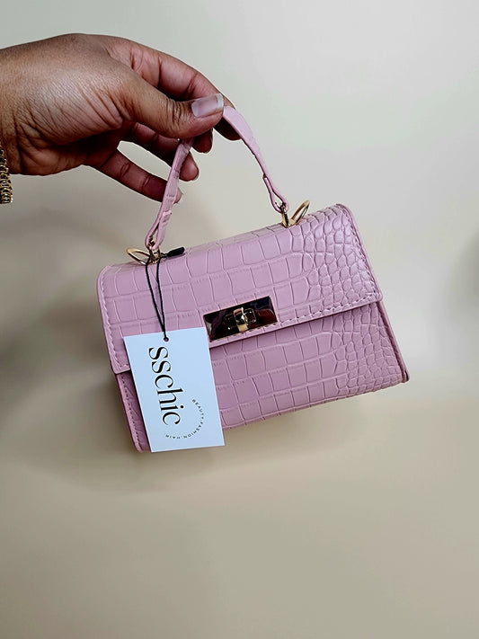 Mini Croc Handbag  in pink	