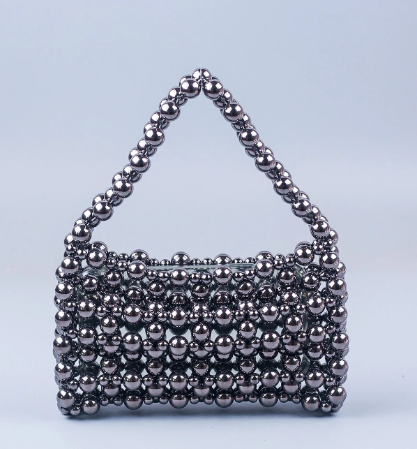 Mini Beaded Hallow Bag in grey