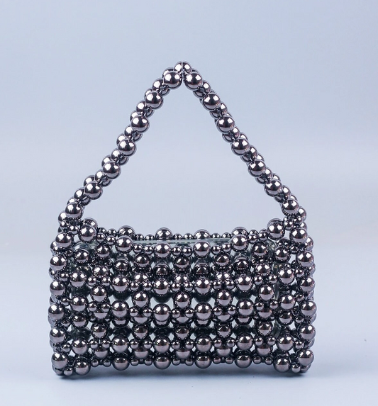 Mini Beaded Hallow Bag in grey